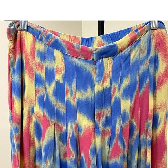 FREE PEOPLE Wild Child Pleated Multicolor Trousers - Size Large (EUC) - Picture 3 of 7